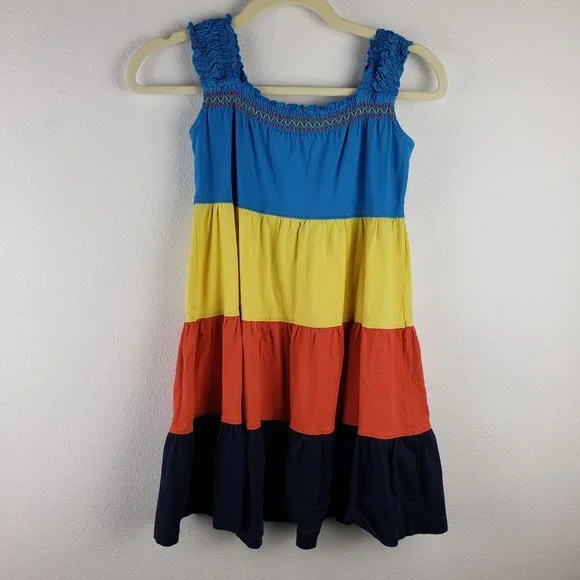 Hannah Anderson Girl's Size 120 Twirl Colorblock Dress Tank Sleeve 100% Cotton - Picture 5 of 7